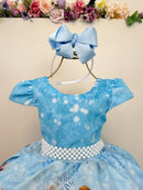 Vestido Infantil Azul Princesas Frozen Elsa Anna Festas