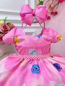 Vestido Infantil Bolofofos Rosa C/ Cinto de Pérolas Festas