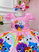 Vestido Infantil Bolofofos Rosa Festas Luxo Com Laço