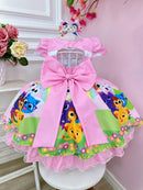 Vestido Infantil Bolofofos Rosa Festas Luxo Com Laço