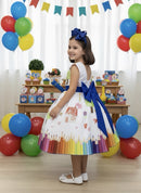 Vestido Infantil Branco Aquarela Formaturas Festas
