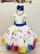 Vestido Infantil Branco Aquarela Formaturas Festas