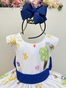 Vestido Infantil Branco Aquarela Formaturas Festas