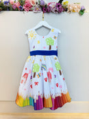 Vestido Infantil Branco Aquarela Formaturas Festas