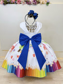 Vestido Infantil Branco Aquarela Formaturas Festas