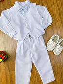 Conjunto Infantil Camisa Calça Colete e Gravata Branco