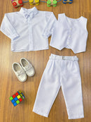 Conjunto Infantil Camisa Calça Colete e Gravata Branco
