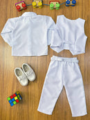 Conjunto Infantil Camisa Calça Colete e Gravata Branco