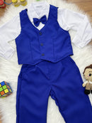 Conjunto Social Pajem Camisa Branca Calça e Colete Azul Royal