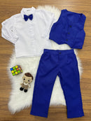 Conjunto Social Pajem Camisa Branca Calça e Colete Azul Royal