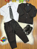 Conjunto Social Pajem Camisa Branca Calça e Terno Preto