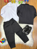 Conjunto Social Pajem Camisa Branca Calça e Terno Preto