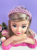 Coroa Infantil Princesa de Pérolas e Strass Luxo Cores