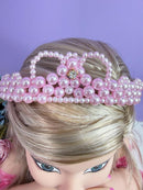 Coroa Infantil Princesa de Pérolas e Strass Luxo Cores
