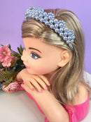 Coroa Infantil Princesa de Pérolas e Strass Luxo Cores