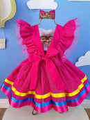 Romper Capivara Milk Shake Pink C/ Laço Festas Luxo