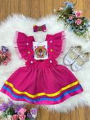 Romper Capivara Milk Shake Pink C/ Laço Festas Luxo
