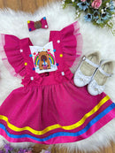 Romper Capivara Milk Shake Pink C/ Laço Festas Luxo