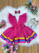 Romper Capivara Milk Shake Pink C/ Laço Festas Luxo