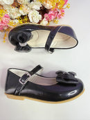 Sapatinho Infantil Preto Verniz C/ Aplique Lacinho Strass