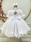Vestido Infantil Branco Busto Bordado Daminhas Festas Luxo