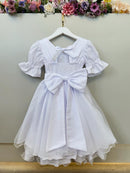 Vestido Infantil Branco Busto Bordado Daminhas Festas Luxo