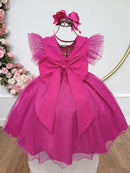 Vestido infantil da Barbie Pink Saia Com Leds Festas