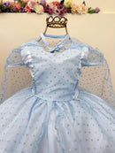 Vestido Infantil Frozen Anna Elza Azul Festas Luxo