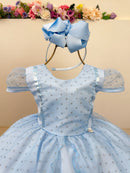 Vestido Infantil Frozen Anna Elza Azul Festas Luxo