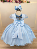 Vestido Infantil Frozen Anna Elza Azul Festas Luxo