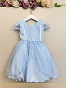 Vestido Infantil Frozen Anna Elza Azul Festas Luxo