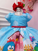 Vestido Infantil Galinha Fazendinha Vermelha Azul Festas