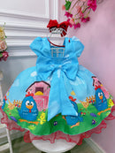 Vestido Infantil Galinha Fazendinha Vermelha Azul Festas