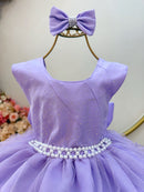 Vestido Infantil Lilás Saia C/ Babados e Glitter Daminha