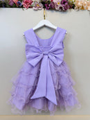 Vestido Infantil Lilás Saia C/ Babados e Glitter Daminha