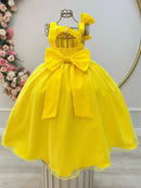 Vestido Infantil Longo Amarelo Luxo Daminhas Formaturas