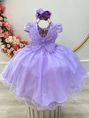 Vestido Infantil Lilás Jardim Encantado Com Renda Festas