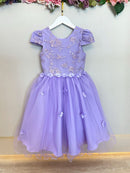 Vestido Infantil Lilás Jardim Encantado Com Renda Festas