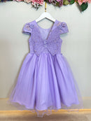 Vestido Infantil Lilás Jardim Encantado Com Renda Festas