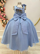 Vestido Infantil Longo Azul Luxo Daminhas Formaturas