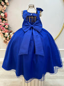 Vestido Infantil Longo Azul Royal Luxo Daminhas Formaturas