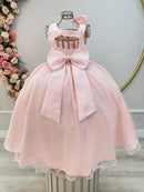 Vestido Infantil Longo Pêssego Luxo Daminhas Formaturas