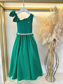 Vestido Infantil Longo Verde Bandeira Daminhas Formaturas