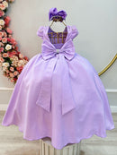 Vestido Infantil Longo Lilás Busto C/ Renda Casamentos Luxo