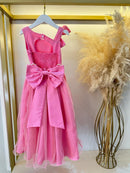 Vestido Infantil Longo Rosa Chiclete Daminhas Formaturas