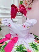 Vestido Infantil Moana Baby Lilás C/ Broche Luxo Festas