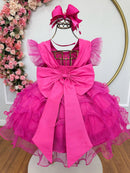 Vestido Infantil Pìnk Saia C/ Babados e Glitter Daminhas