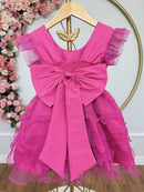 Vestido Infantil Pìnk Saia C/ Babados e Glitter Daminhas