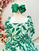 Vestido Infantil Primavera Verão Florido Verde Festas Casual