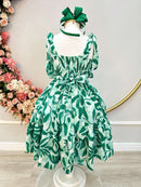 Vestido Infantil Primavera Verão Florido Verde Festas Casual